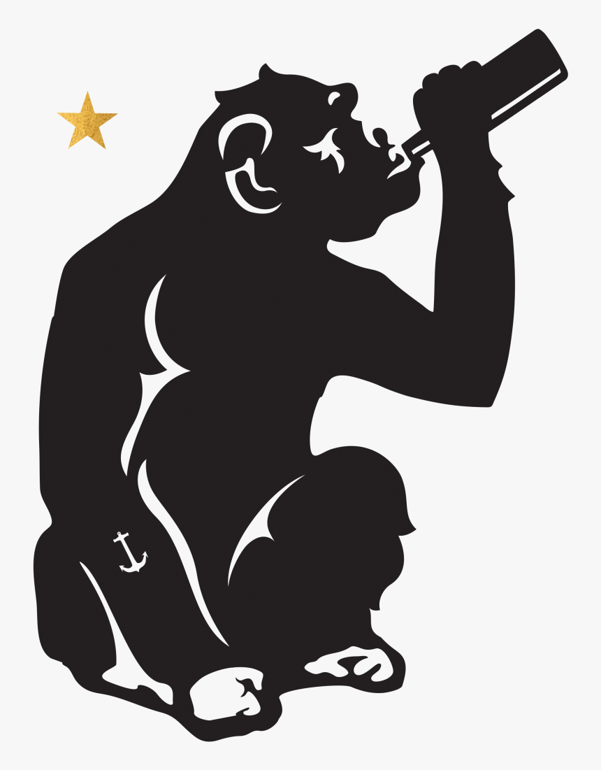 Brass Monkey - Monkey Drinking Silhouette, HD Png Download