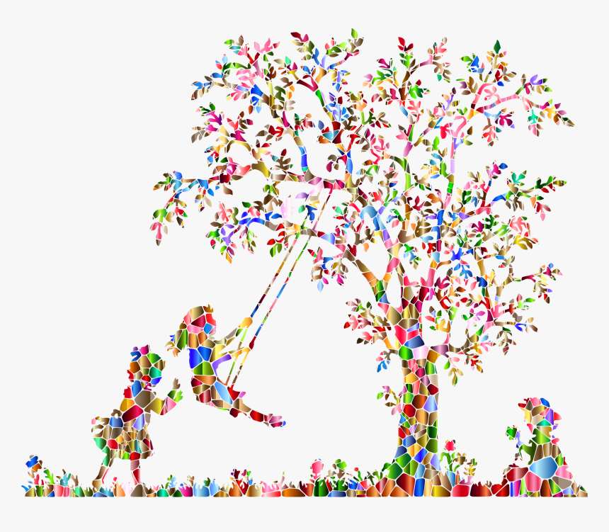 Chromatic Tiled 3 Girls Playing Vintage Silhouette - Tres Niñas, HD Png Download