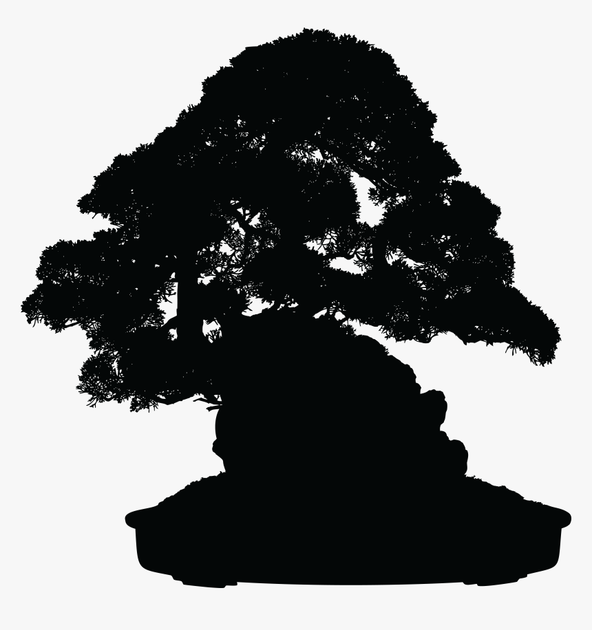 Free Clipart Of A Silhouetted Bonsai Plant - Bonsai Png, Transparent Png