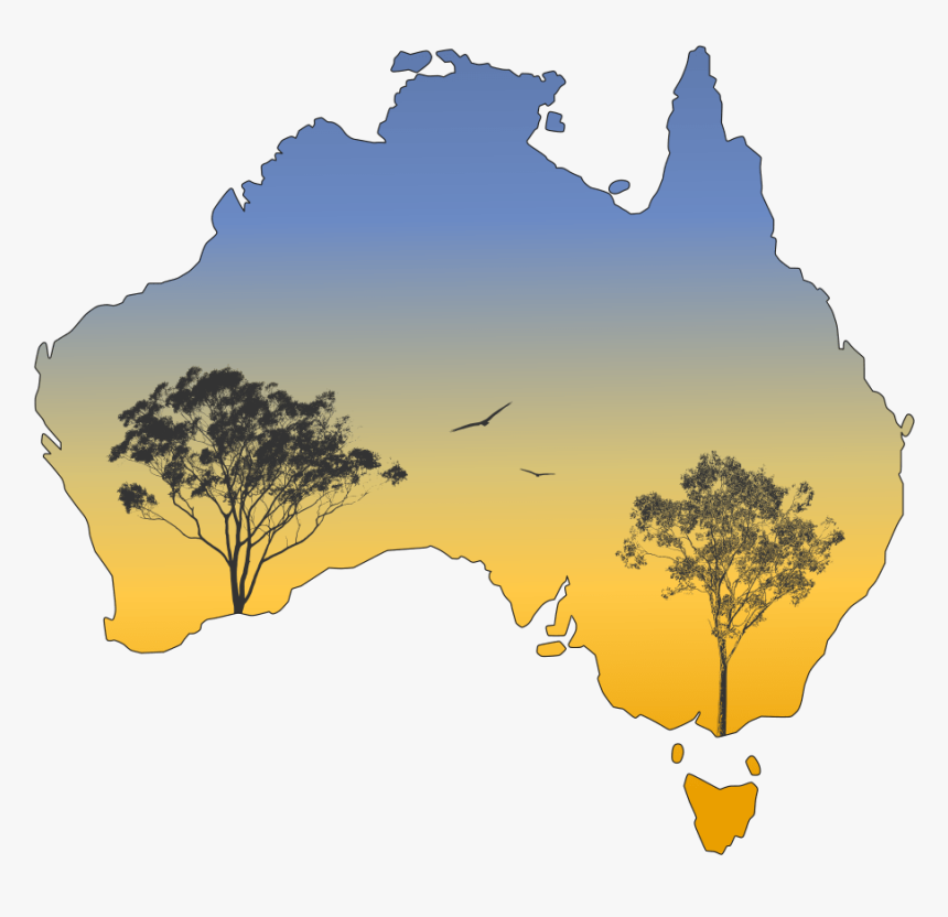 Silhouette Australia Gum Trees - Population Of Cats In Australia, HD Png Download