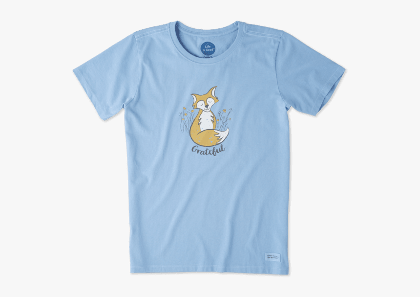 Women S Grateful Fox Crusher Tee - Life Is Good Grey Shirts, HD Png Download