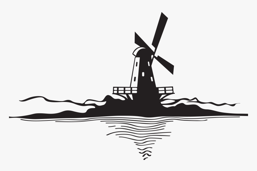 Sticker Tattoo Drawing Art - Windmill Silhouette, HD Png Download