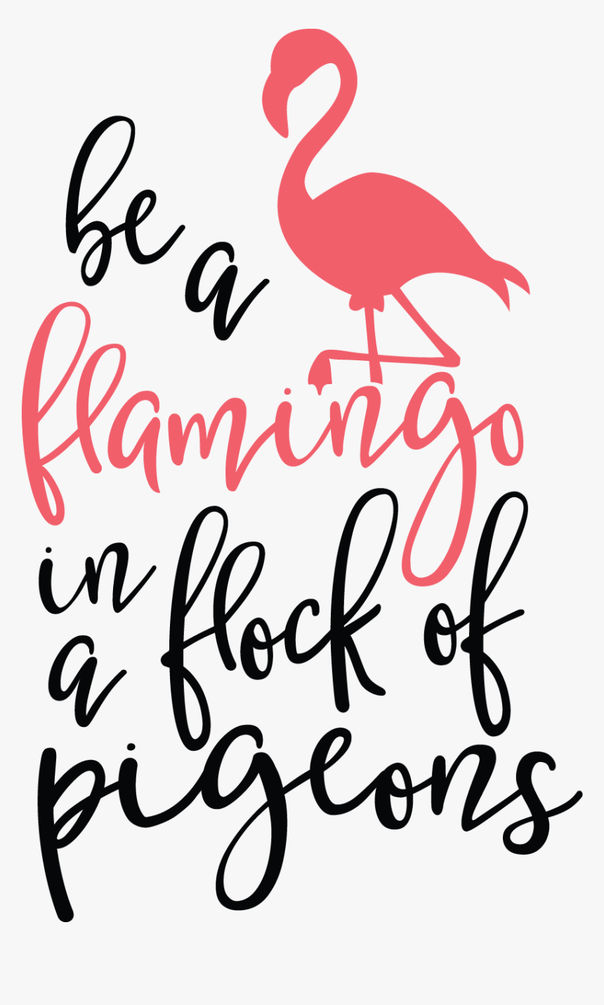 Flamingo In A Flock Of Pigeons Svg, HD Png Download
