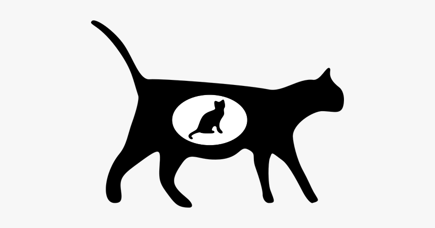 Silhouette Vector Image Of A Pregnant Cat, HD Png Download