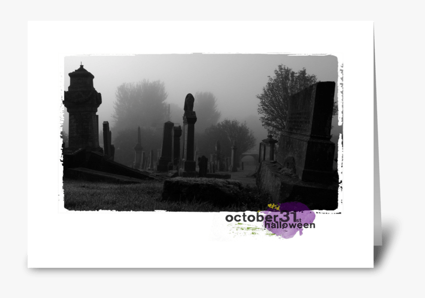 Halloween Scary Card Greeting Card - High Definition Cemetery, HD Png Download