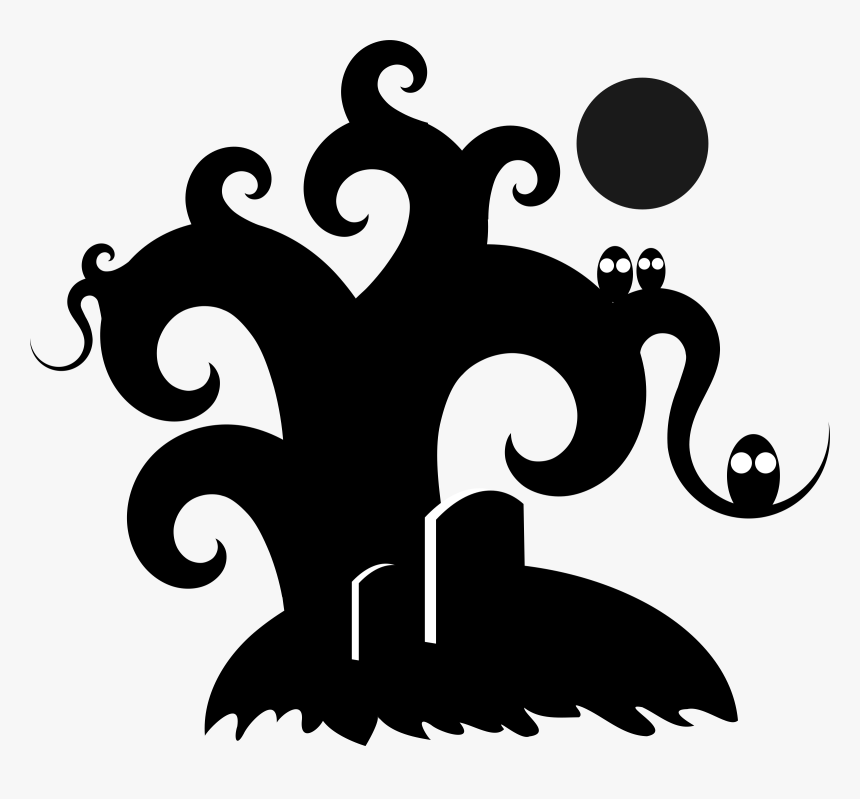 Tomb Cliparts Silhouette - Halloween Tree Silhouette, HD Png Download