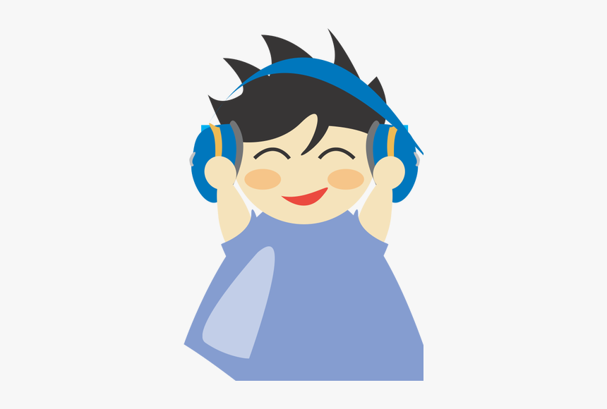 Boy With Headphone Vector Drawing - Listen To Music Png, Transparent Png