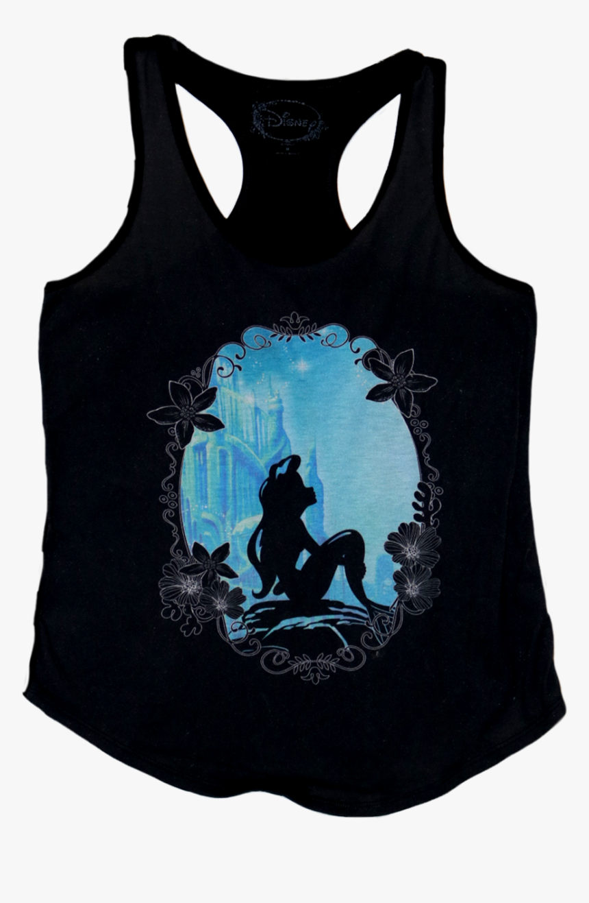 A Black Tanktop With A Centered Image Of Ariel - Active Tank, HD Png Download