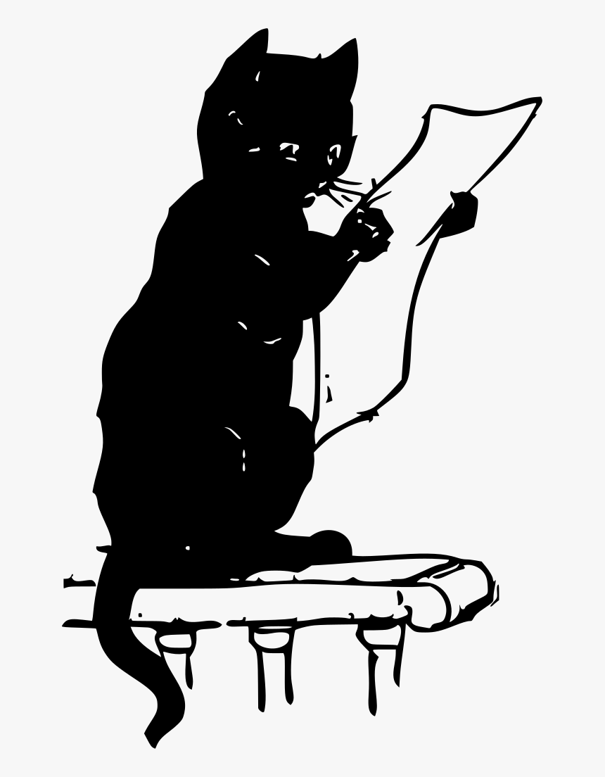 Cat Reading Clip Art, HD Png Download