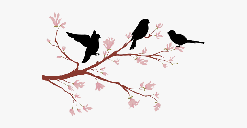 Lovebird Branch Silhouette - Bird On Branch Vector, HD Png Download