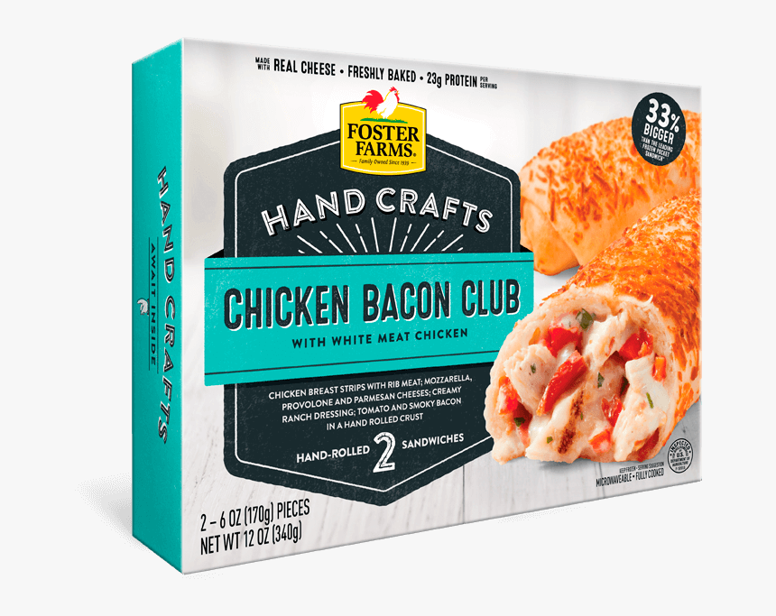 Chicken Bacon Club Hand Crafts Sandwich - Foster Farms Chicken Garlic, HD Png Download
