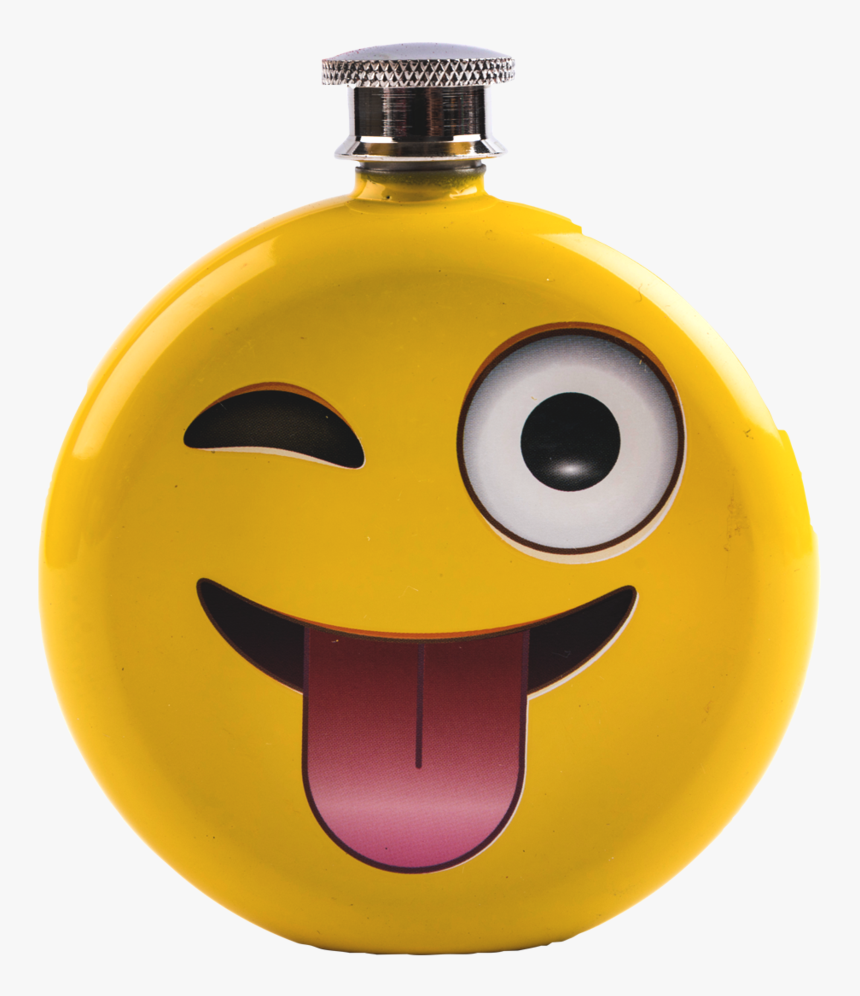 Front View Of Emoji Flask - Smiley, HD Png Download