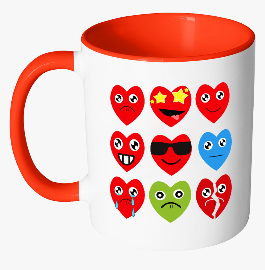 Heart Emojis Gift For Valentine S Day Mugs Accent Mug - Color Mug, HD Png Download