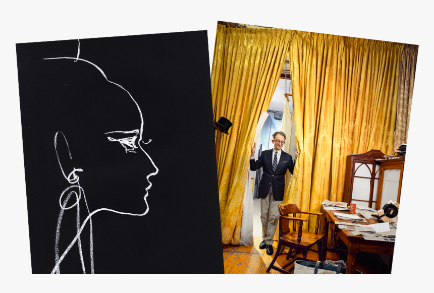 Left A 1998 Balmain Sketch By David Downton Right William - William Ivey Long Lee Radziwill, HD Png Download