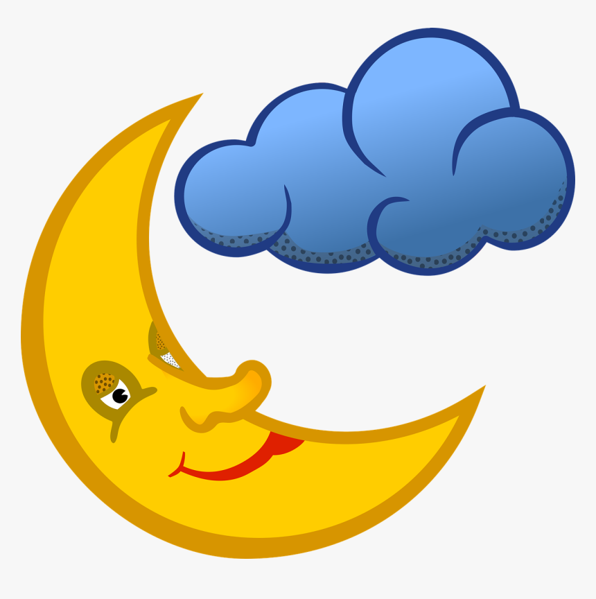 Moon Face And Cloud Transparent Png Image - Clip Art Fun Moon, Png Download