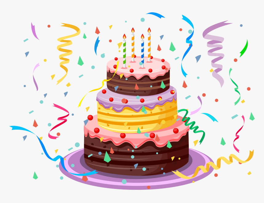 Birthday Cake With Confetti Png Clipart Picture - Happy Birthday Cake Png, Transparent Png
