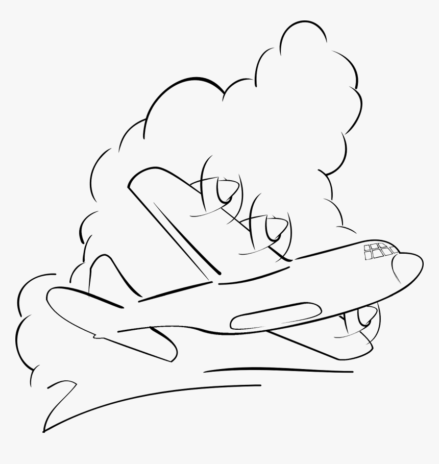Flying Herk In The Clouds Png Clip Arts - Line Drawing Of Airplane Flying, Transparent Png