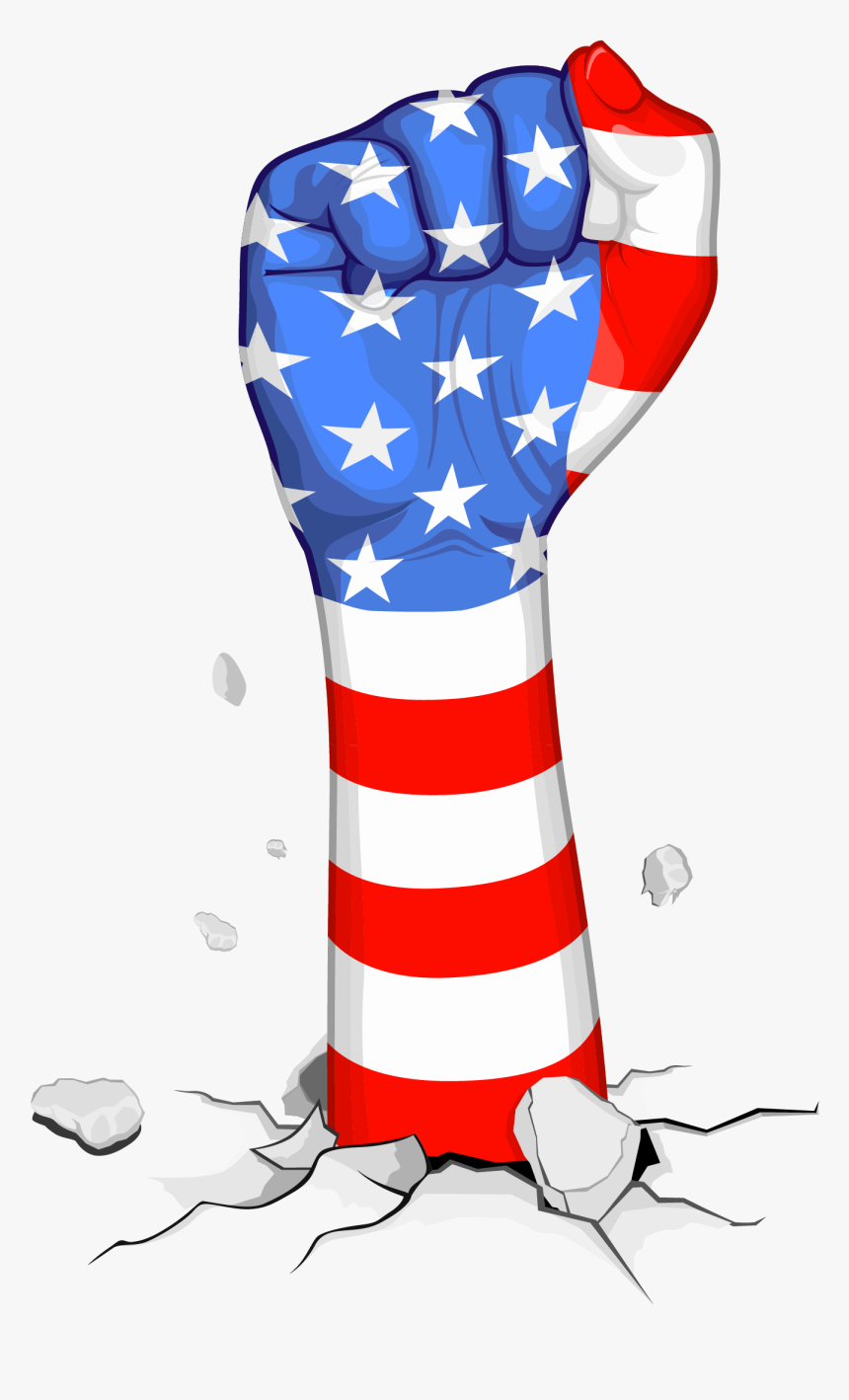 Drawn American Flag Png - American Flag Fist Png, Transparent Png
