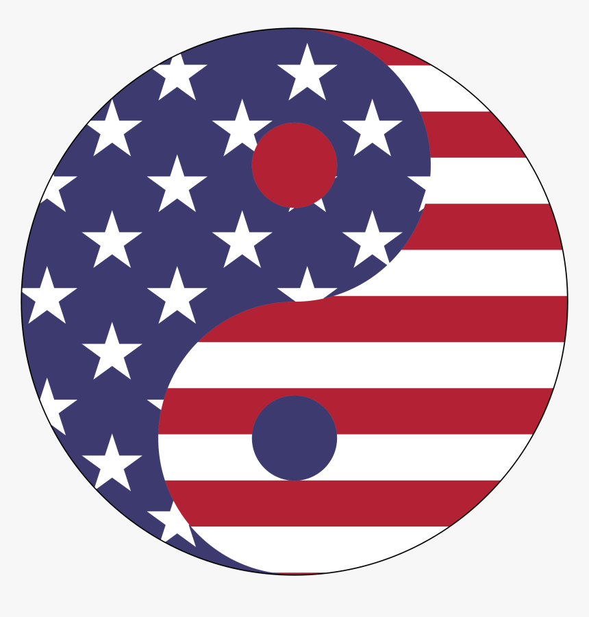 American Flag Yin Yang With Stroke Clip Arts - Us Flag Yin Yang, HD Png Download