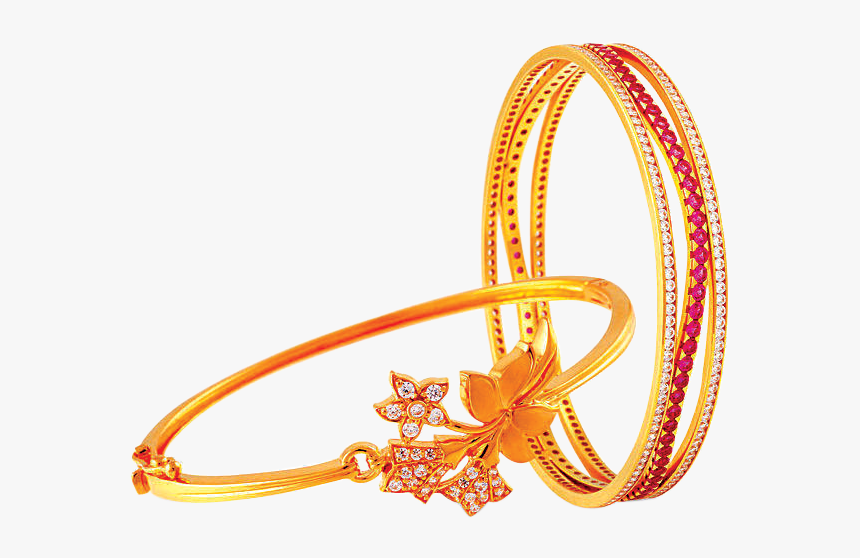 Gold Bangle With Diamond - Bangle, HD Png Download