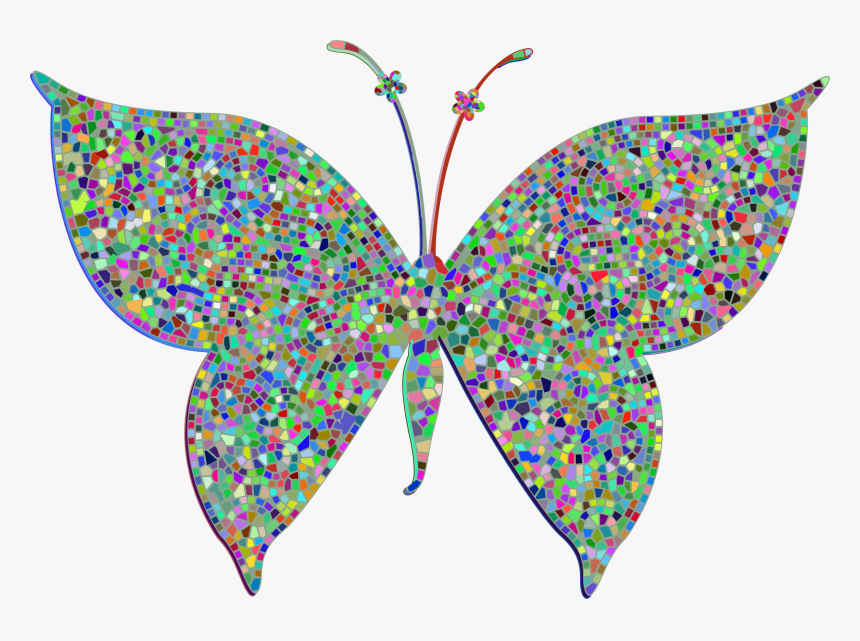 Prismatic Colorful Tiled Butterfly Clip Arts - Big Colorful Butterflies, HD Png Download