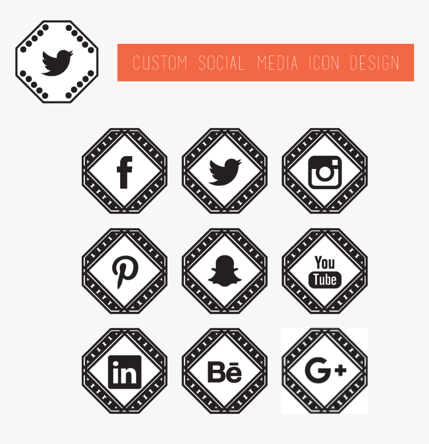 Custom Social Media Icons , Png Download - Sign, Transparent Png