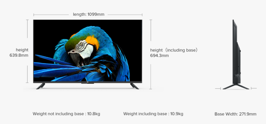 Mi Tv 49 Inch Size, HD Png Download