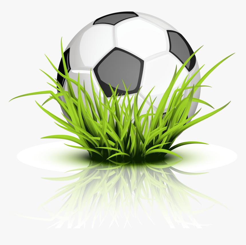 Soccer Ball Grass Transparent - Soccer Ball With Grass Png, Png Download