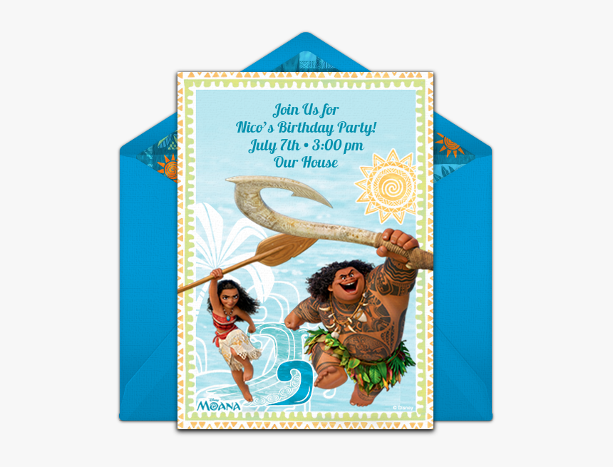 Moana Maui Birthday Invitations, HD Png Download