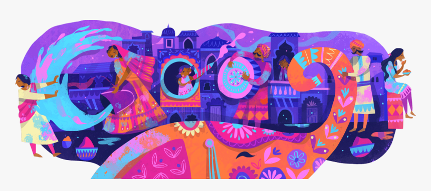 Holi - Holi Google Doodle 2019, HD Png Download