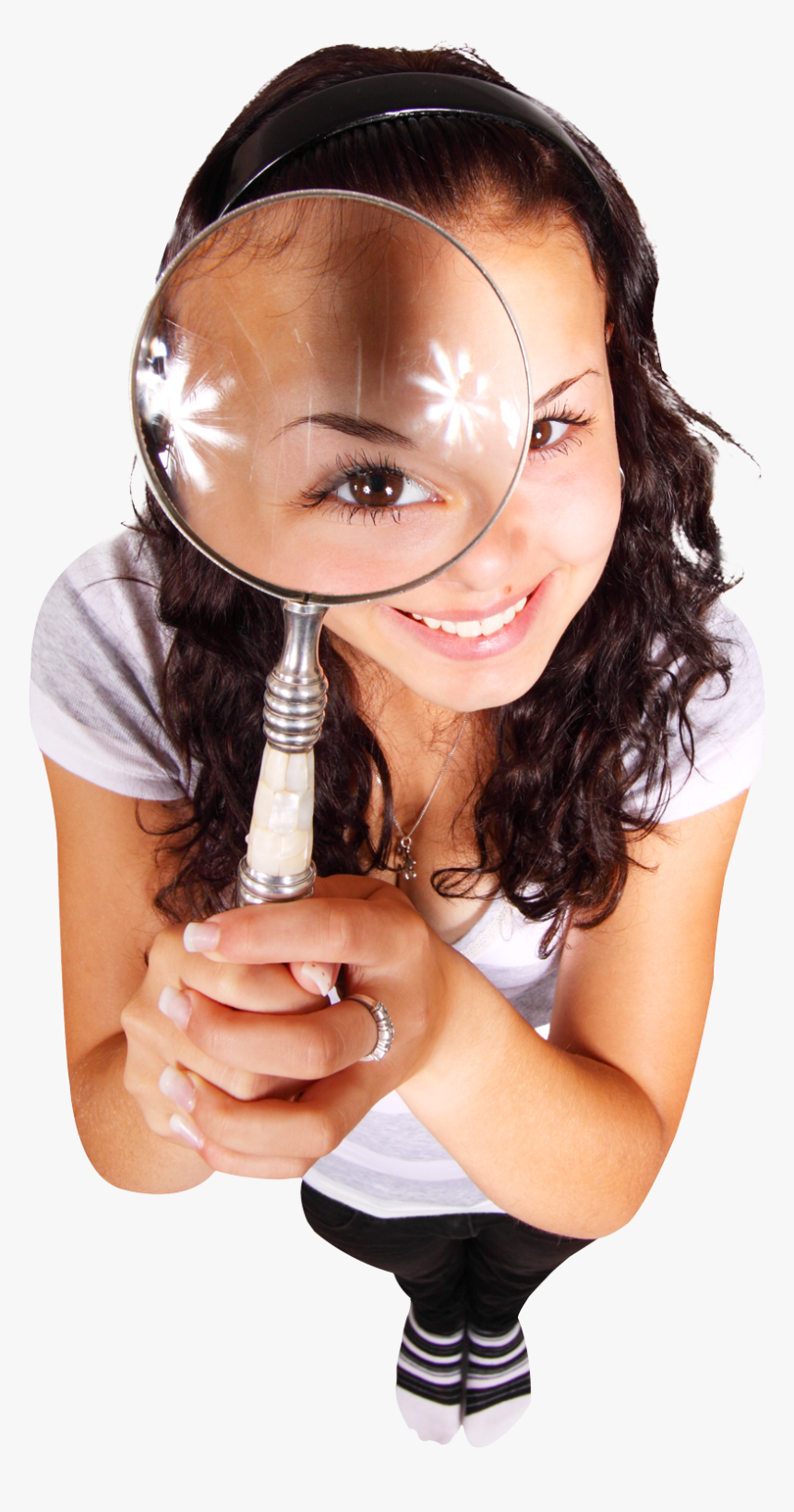 Woman With A Magnifying Glass, HD Png Download