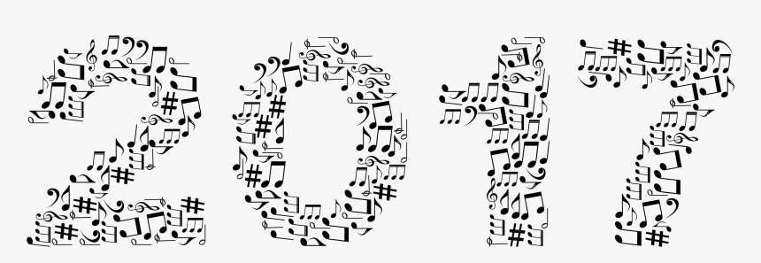 2017 Musical Notes Typography Black Clip Arts - Music Note Png 2017, Transparent Png