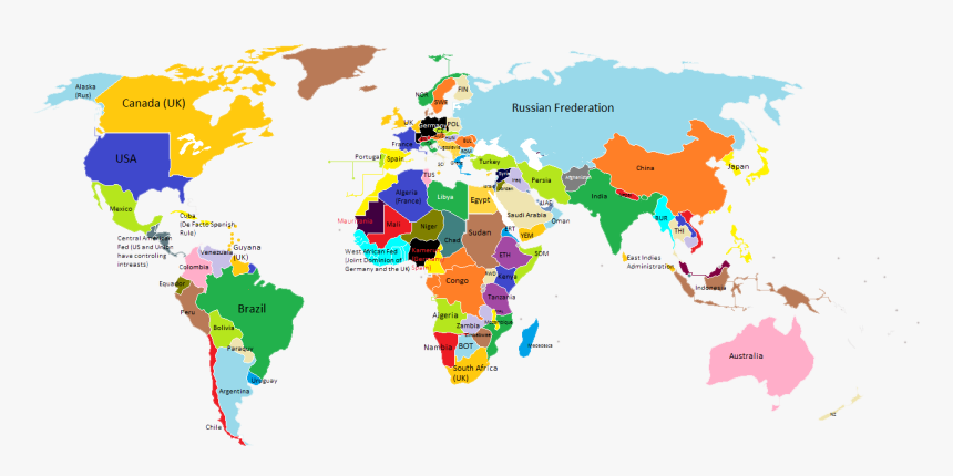 Worlp Map In With Names Png Image - World Map Of Car Manufacturers, Transparent Png