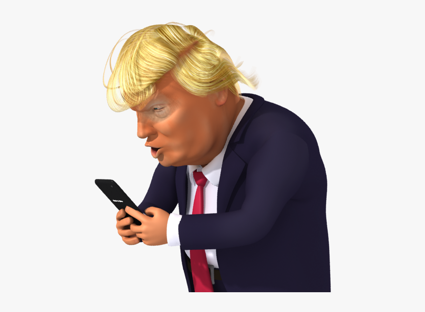 Donald Trump On Phone Cartoon, HD Png Download