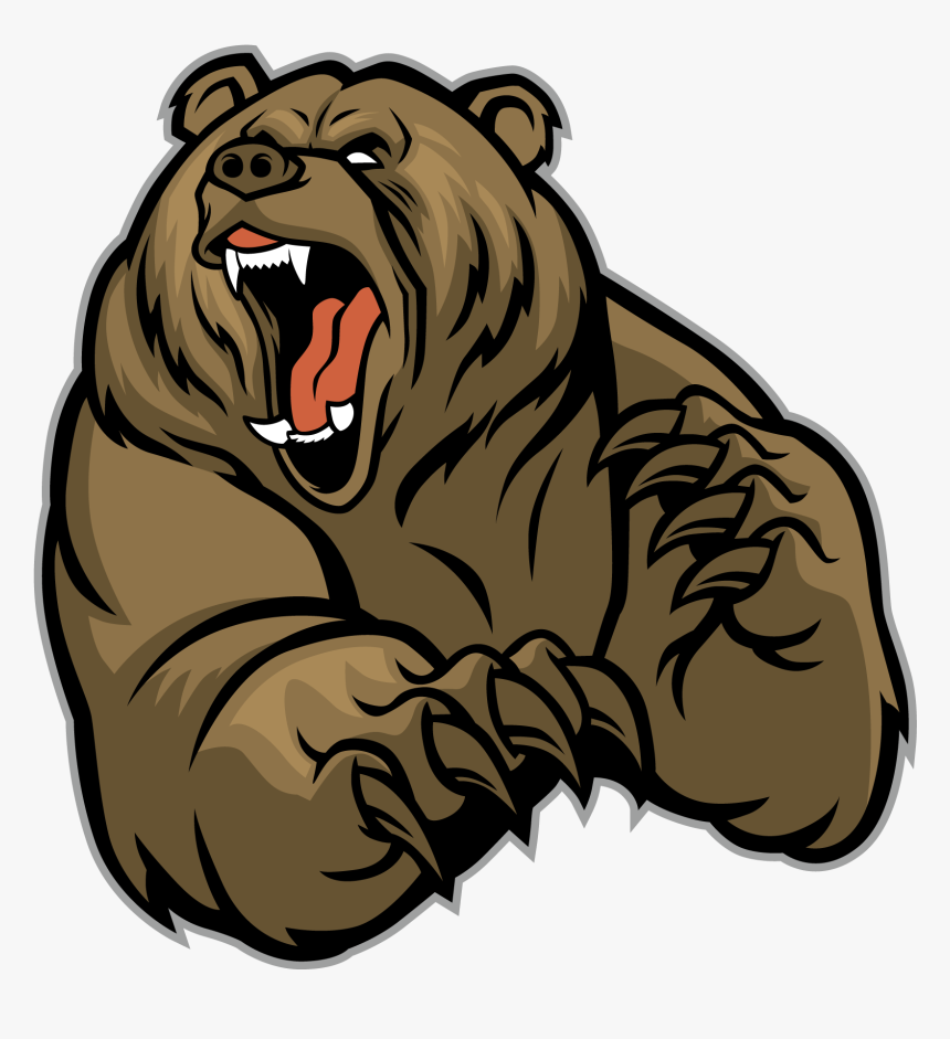 Grizzly Bear Vector Graphics Clip Art Illustration - Angry Grizzly Bear Cartoon, HD Png Download