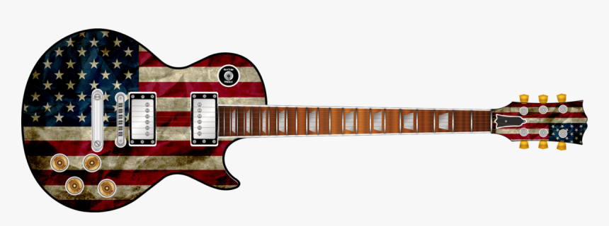 Usa Flag Guitar Wrap Skin - Guitar With American Flag, HD Png Download