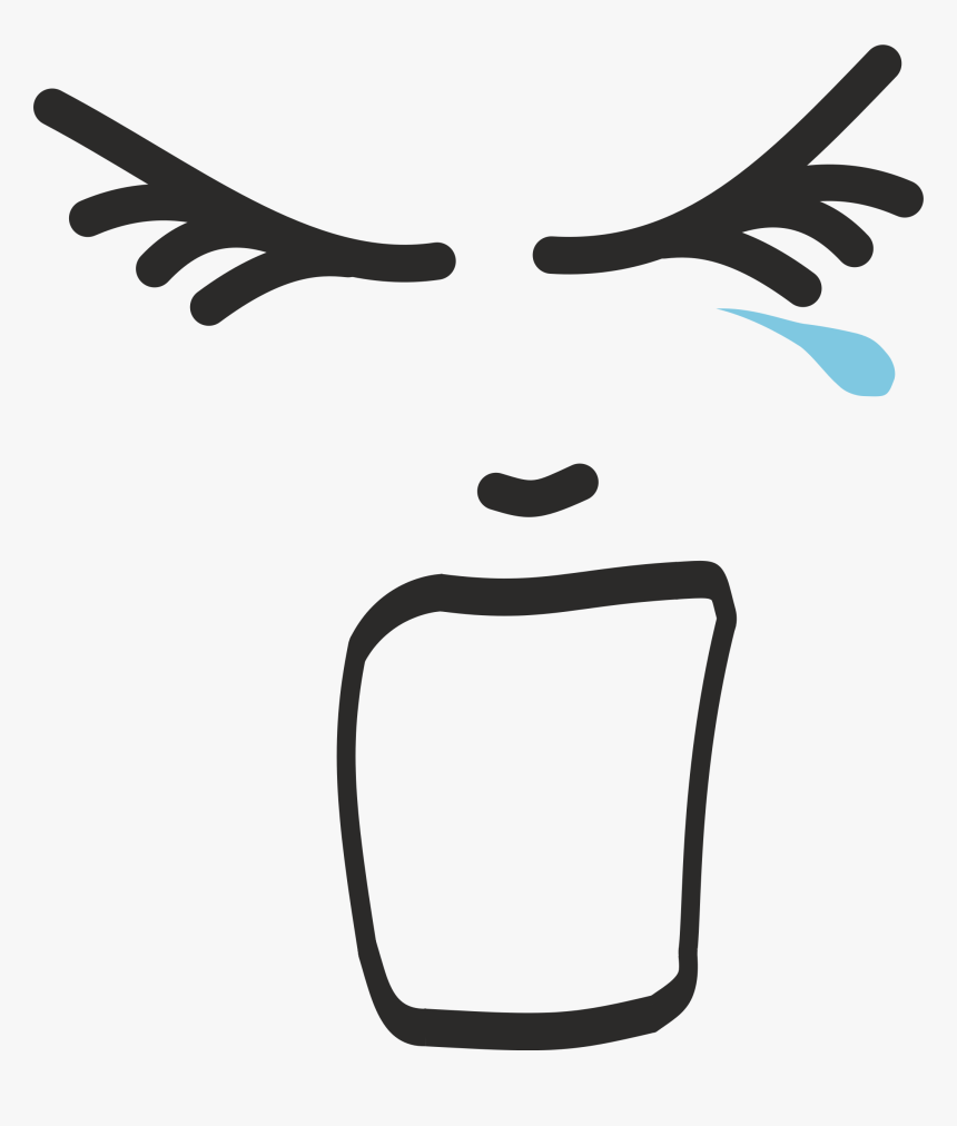 Screaming Face With Tear Line Drawing Clip Arts - Screaming Face Clipart, HD Png Download
