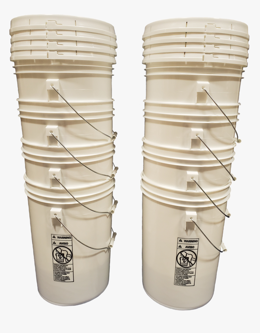 White Plastic 6 Gallon Round Bucket W/ Wire Bale Handle - Plastic, HD Png Download