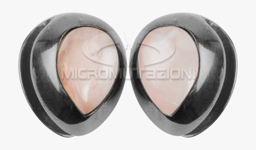 Black Brass Ear Weights With Rose Quartz Tear Drop - Eye Shadow, HD Png Download