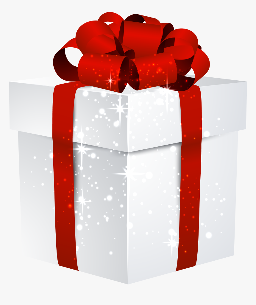 White Shining Gift Box With Bow Png Clipart Image - Free Gift Box Png, Transparent Png