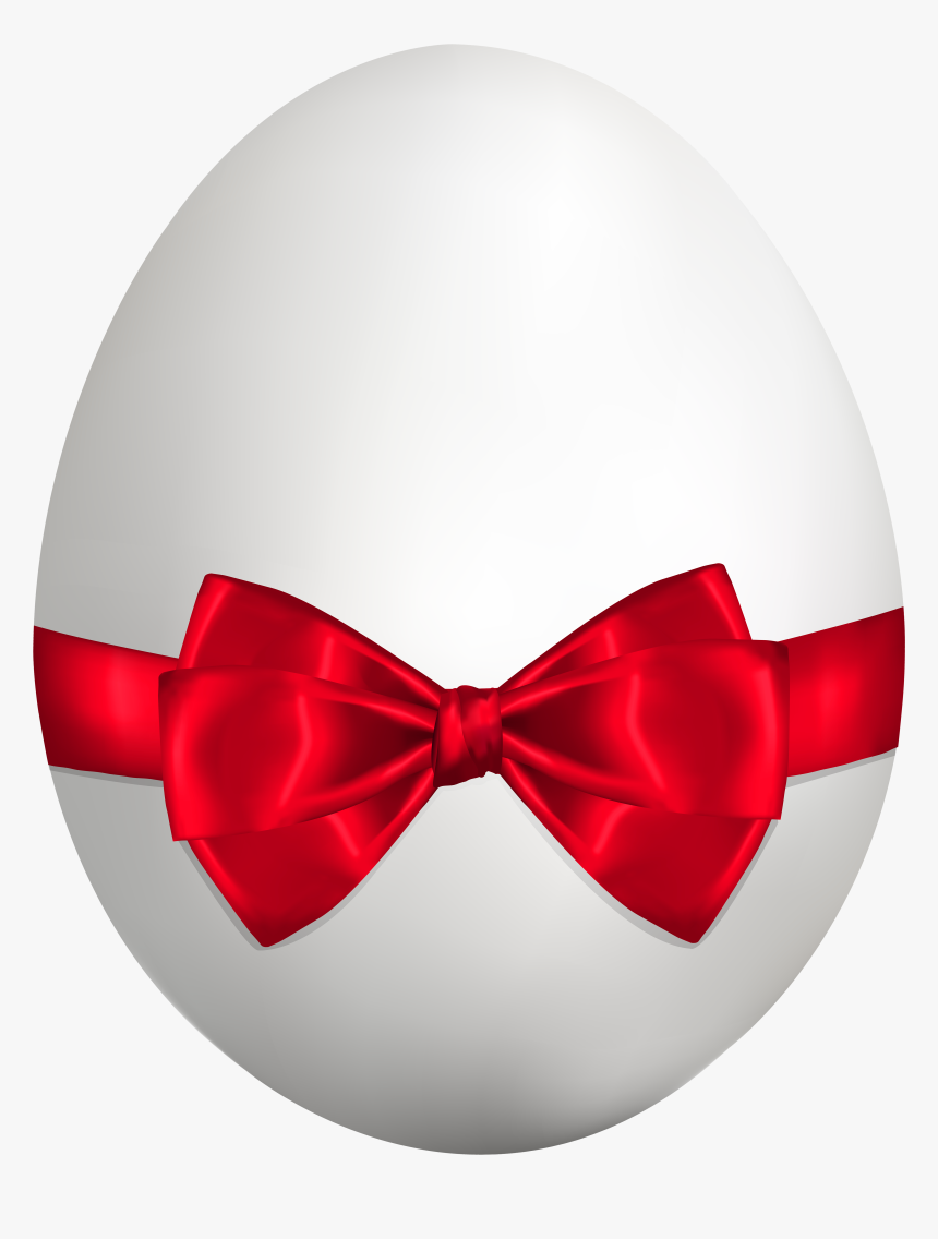 White Easter Egg With Red Bow Png Clip Art Image - Easter Egg Bow Tie, Transparent Png