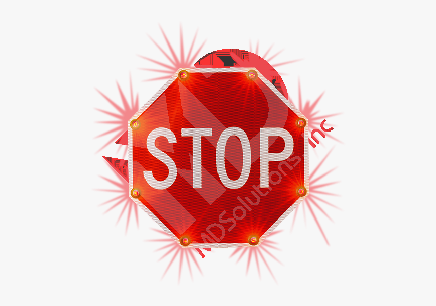 Solar Stop Sign With Led Lights - Graphic Design, HD Png Download