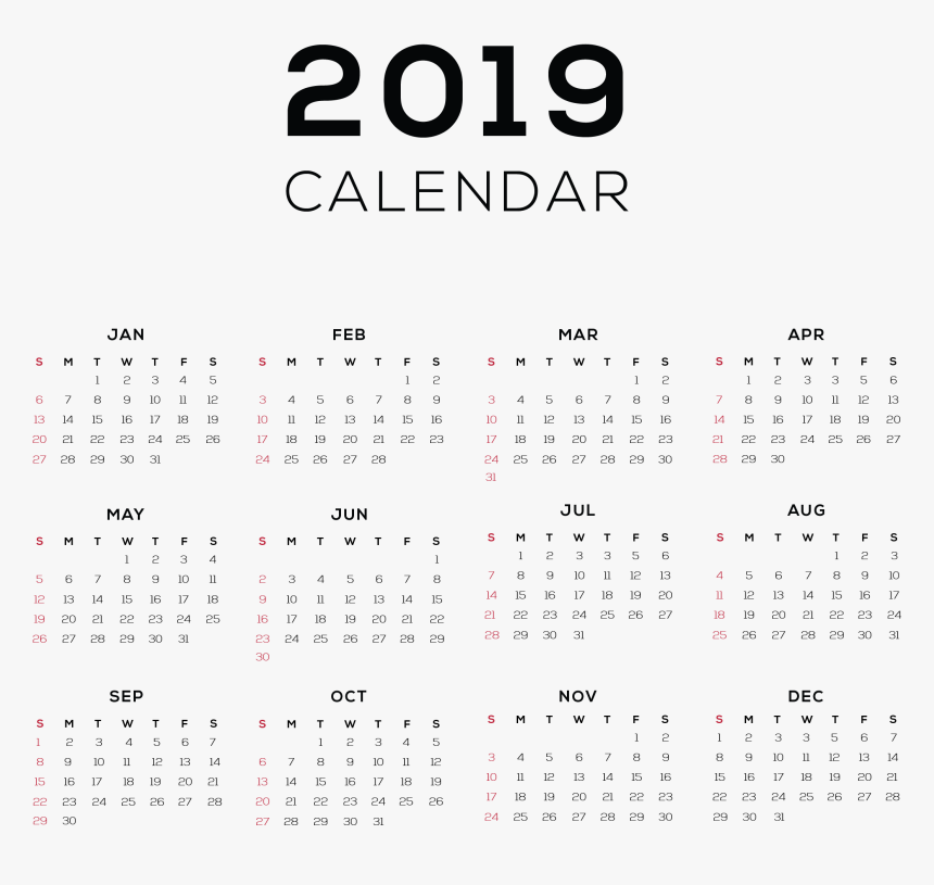 Calendar 2019 Png, Transparent Png