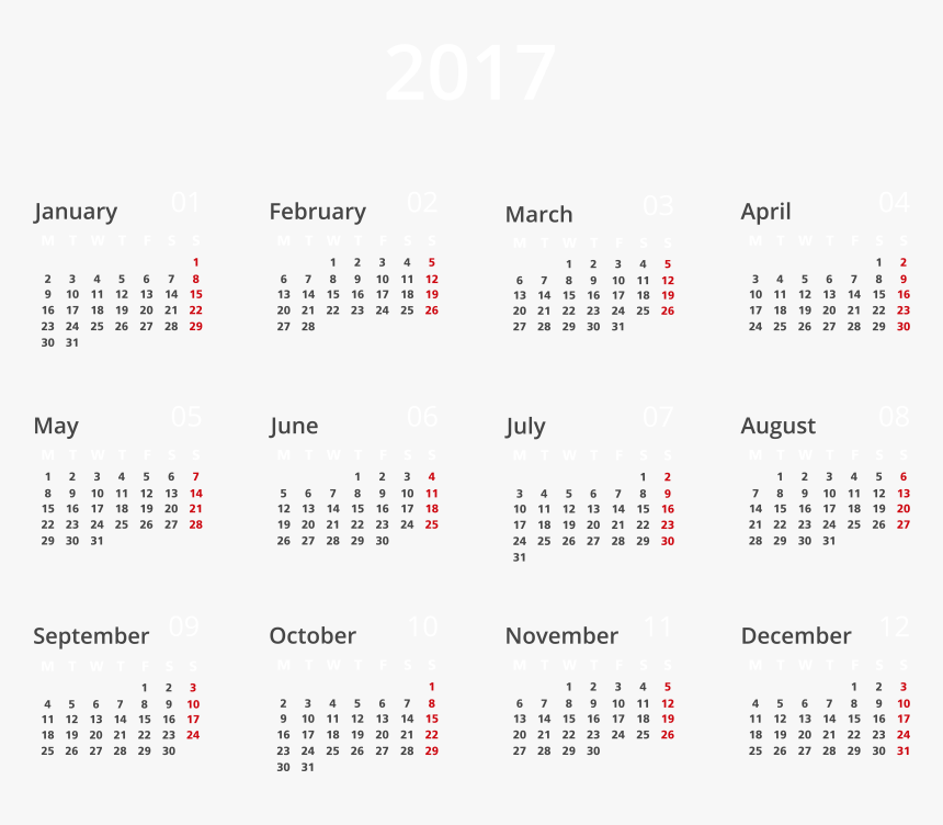 Calendar 2017 Png, Transparent Png
