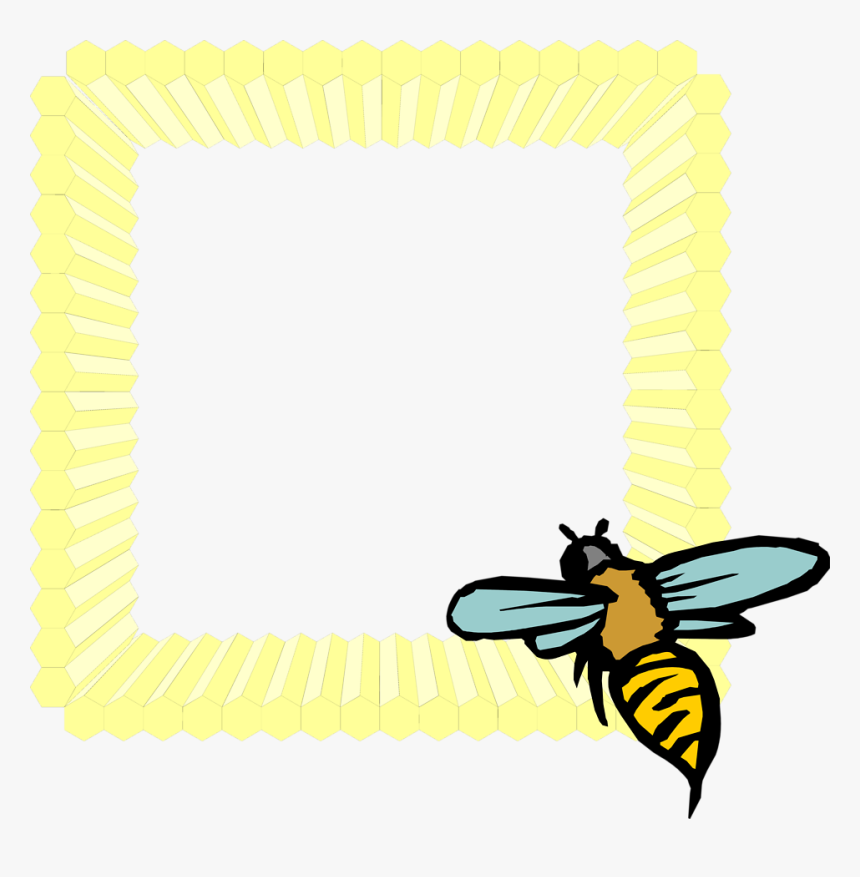 Transparent Honeycomb Clipart Black And White - Frame Honey Bee Png, Png Download