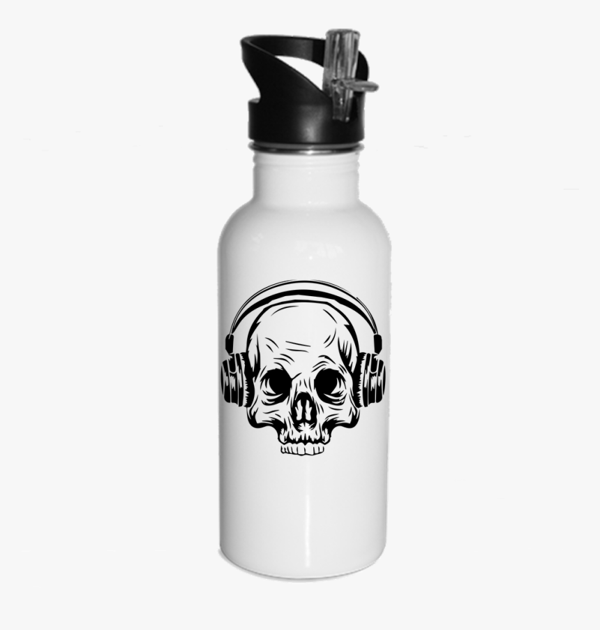 Transparent Skull With Headphones Png - 20oz Sublimation Water Bottle, Png Download