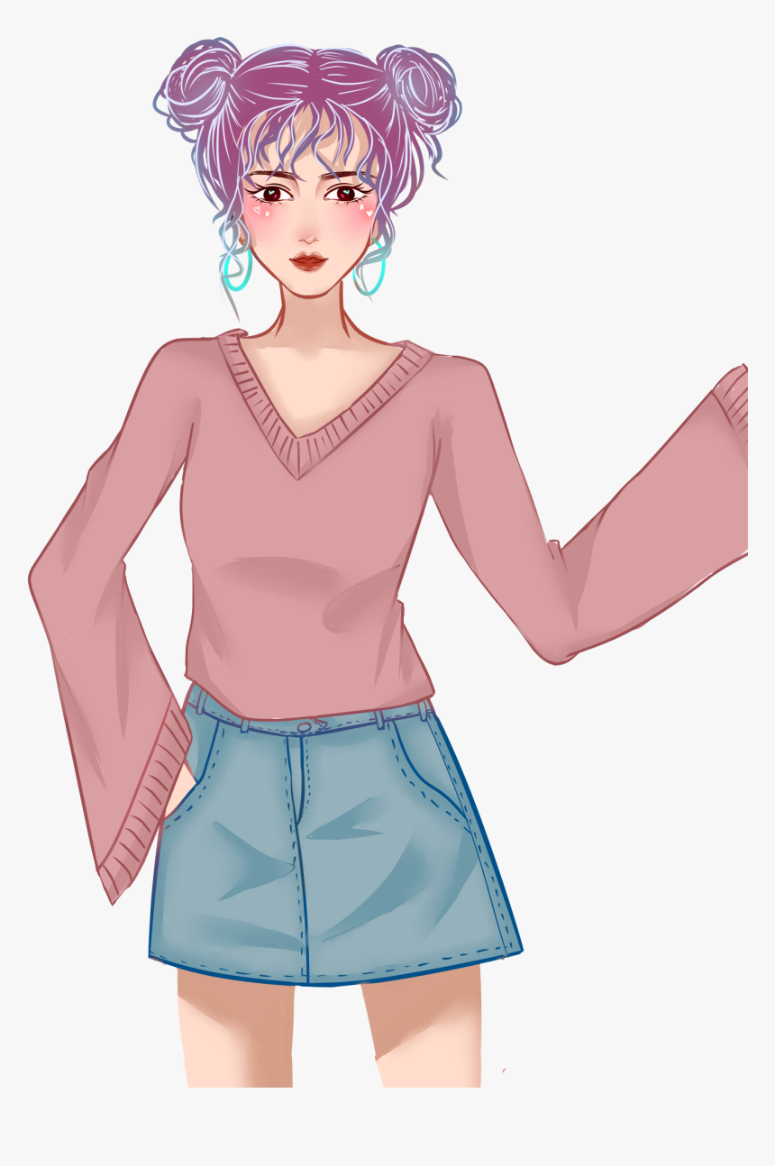 Cartoon Fashion Shopping Girl Png And Psd - ตัว การ์ตูน แฟชั่น ผู้หญิง, Transparent Png