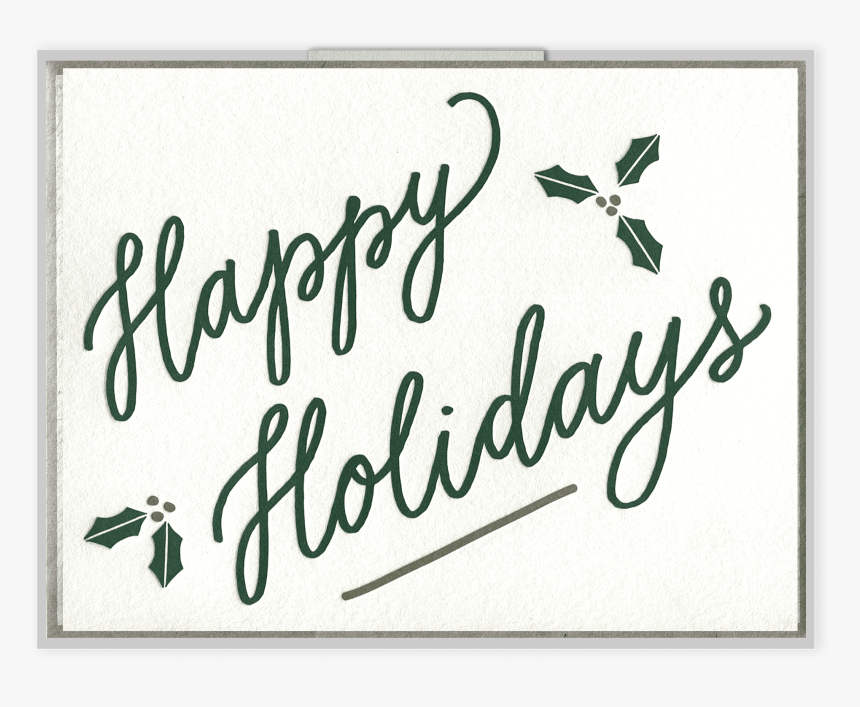Happy Holidays Letterpress Greeting Card - Calligraphy, HD Png Download
