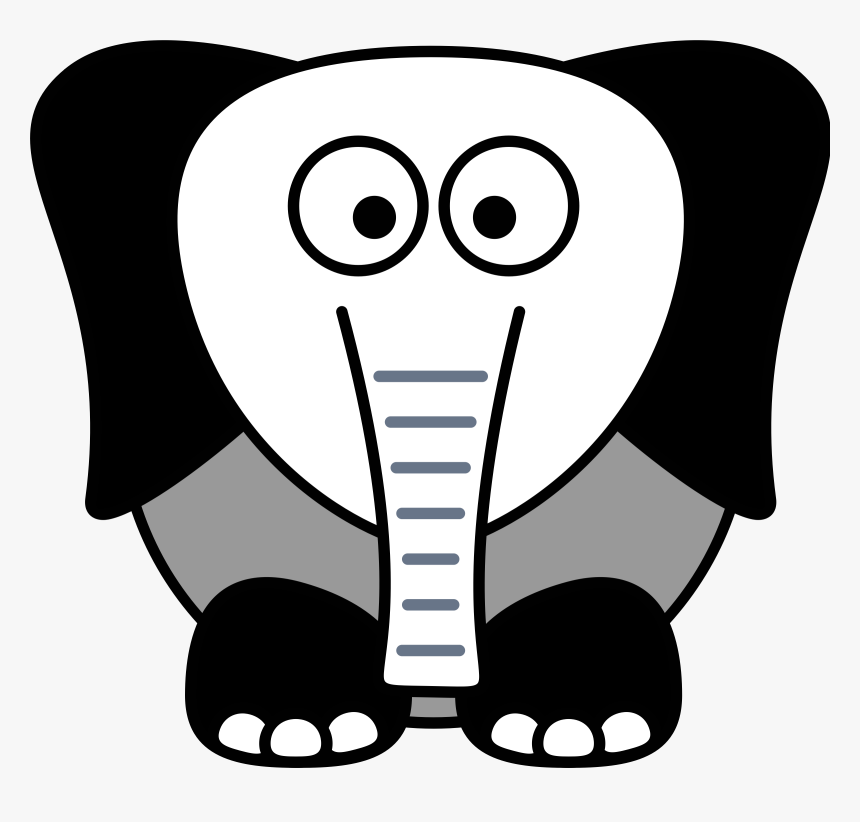 Grey Scale Elephant Clip Arts - Cartoon Elephant Facing Front, HD Png Download