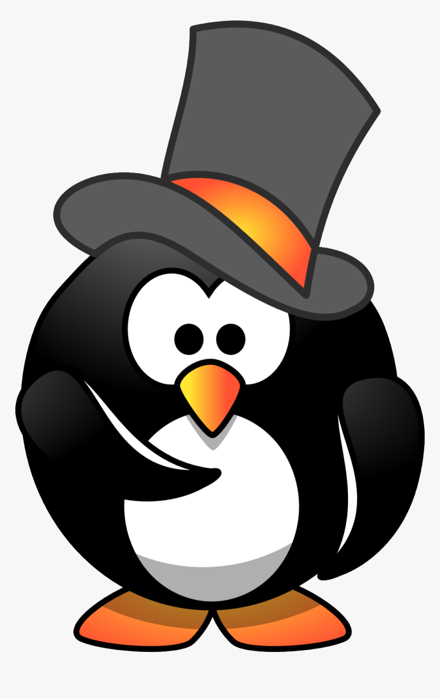 Top Hat Clipart Small - Penguin With Hat Cartoon, HD Png Download
